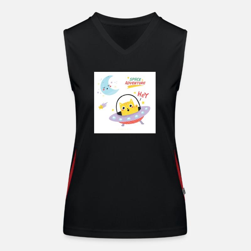 Weltraumkätzchen Funktionelles Kontrast-Tank Top für Frauen