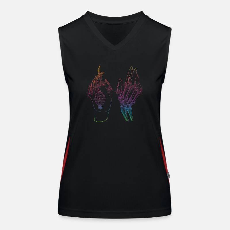 Regenbogen Skelett Hände Boho Gothic Funktionelles Kontrast-Tank Top für Frauen