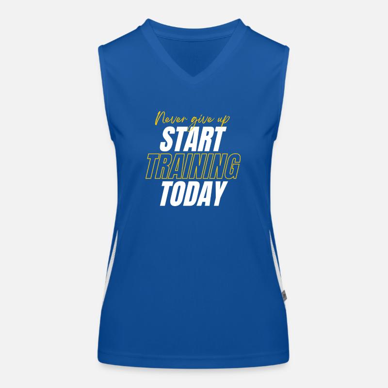 Never Give Up - Motivating Gift for Athletes Women's Functional Contrast Tank Top