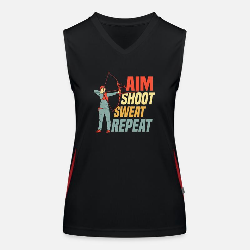 Aim Shoot Sweat Repeat Bow & Arrows Target Archery Funktionelles Kontrast-Tank Top für Frauen