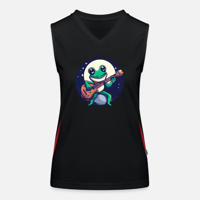 Frosch Gitarre Mondschein Funktionelles Kontrast-Tank Top für Frauen