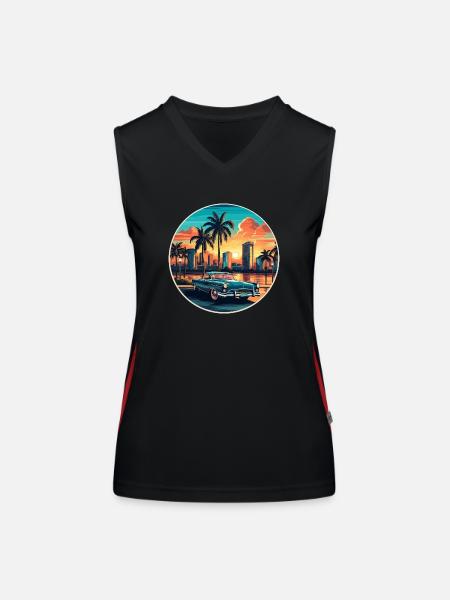 Cuba - Funktionelles Kontrast-Tank Top für Frauen - Schwarz/Rot - Vorne