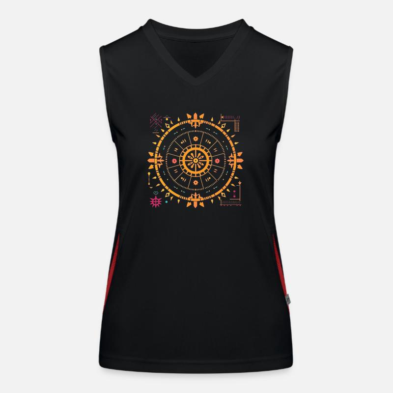 Mandala Vastu Yantra Design - Harmony Symbol Women's Functional Contrast Tank Top