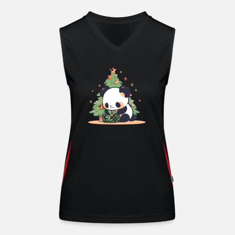 Panda Bear Christmas tree Funktionelles Kontrast-Tank Top für Frauen