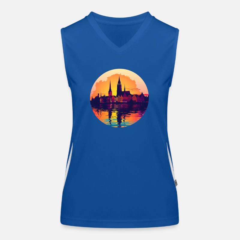 Zwickau Skyline Funktionelles Kontrast-Tank Top für Frauen