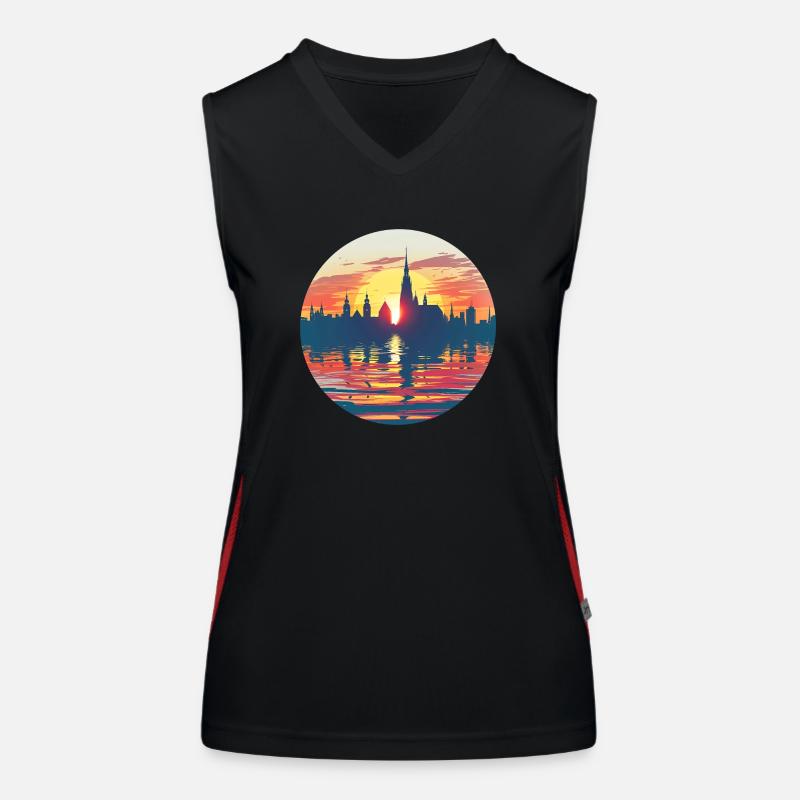 Chemnitz Skyline Funktionelles Kontrast-Tank Top für Frauen
