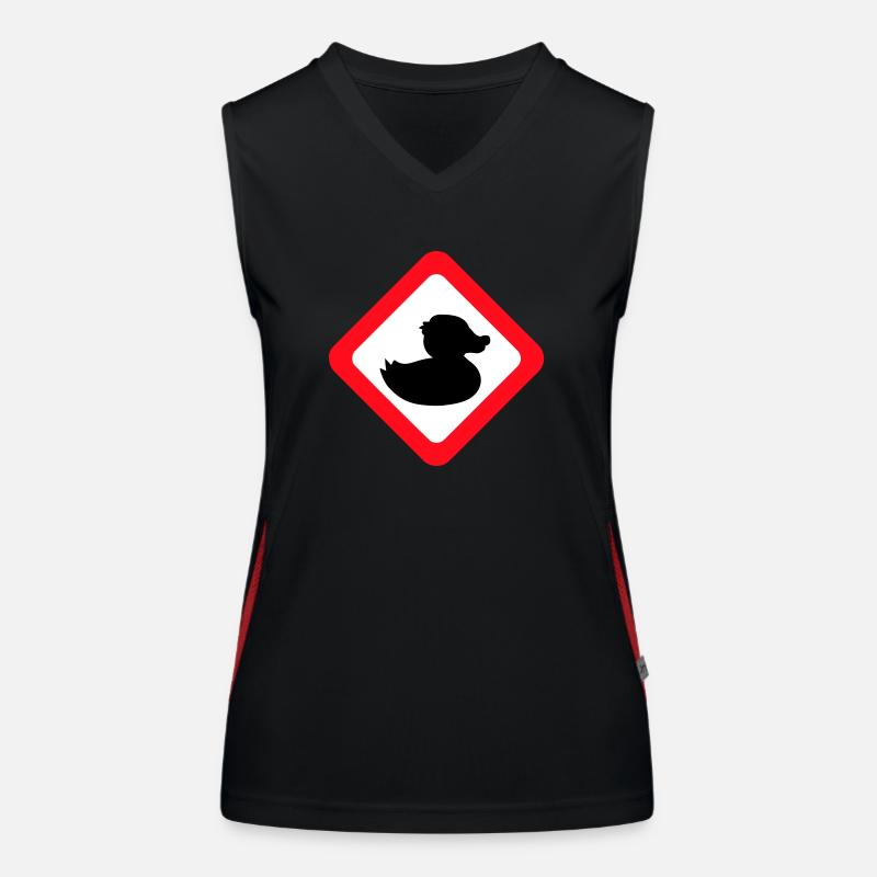 Duck Sign Warning Caution Danger Caution Women's Functional Contrast Tank Top