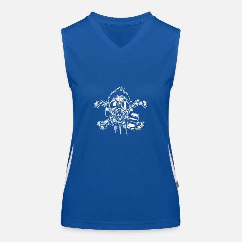 Crossbones gasmask Women's Functional Contrast Tank Top