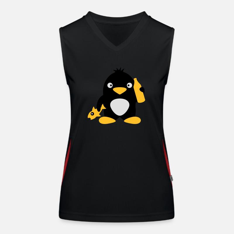 Fish And Beer Penguin Funktionelles Kontrast-Tank Top für Frauen
