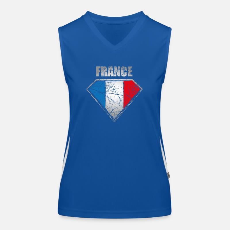 Frankreich Superheld Flagge Vintage Retro Symbol Funktionelles Kontrast-Tank Top für Frauen
