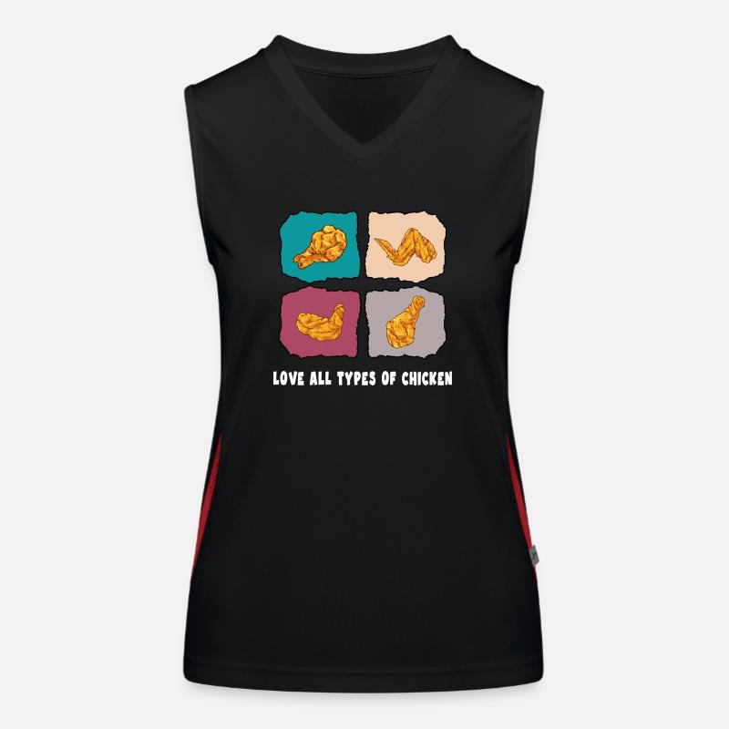 hühner "types pf chicken" chickenwings Funktionelles Kontrast-Tank Top für Frauen