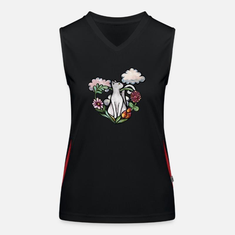 Chat blanc Débardeur respirant contrasté Femme