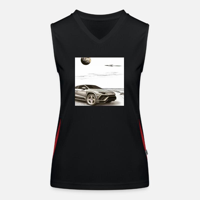 SUV am Strand Funktionelles Kontrast-Tank Top für Frauen