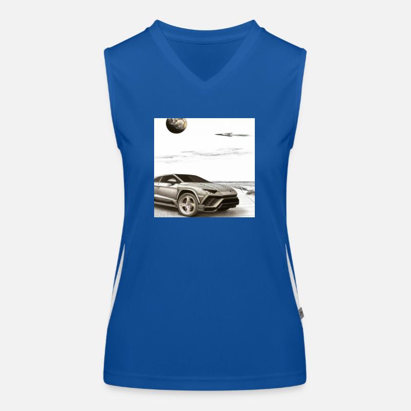 SUV am Strand Funktionelles Kontrast-Tank Top für Frauen