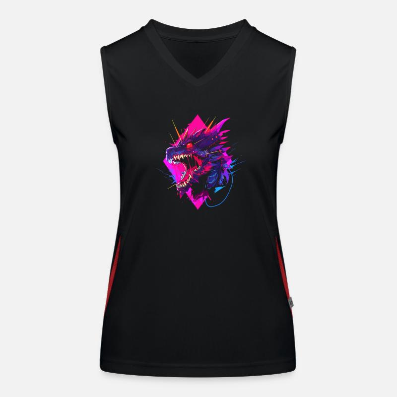 Synthwave Dragon Funktionelles Kontrast-Tank Top für Frauen