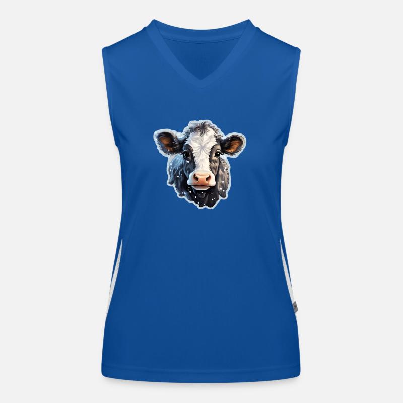 süsses Kälbchen im Schnee Funktionelles Kontrast-Tank Top für Frauen