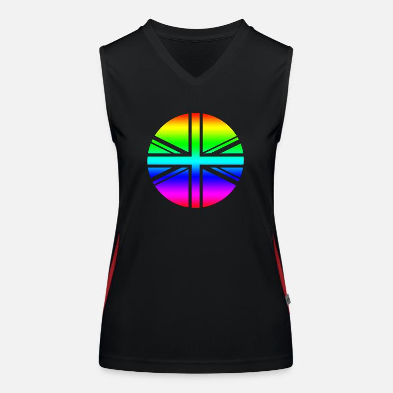 runde UK Union Jack Flagge Regenbogen Mod Funktionelles Kontrast-Tank Top für Frauen