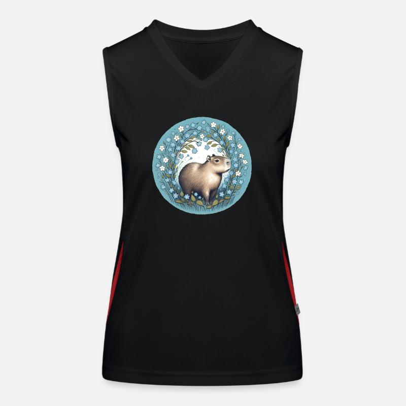 Capybara - Women's Functional Contrast Tank Top - black/red