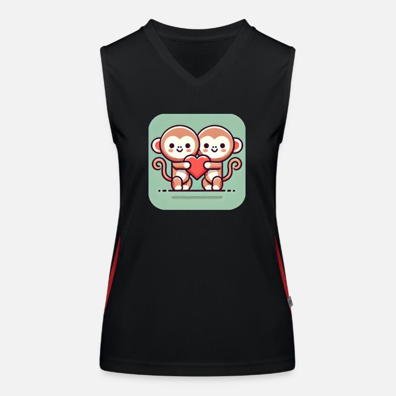 Affen mit Herz Funktionelles Kontrast-Tank Top für Frauen