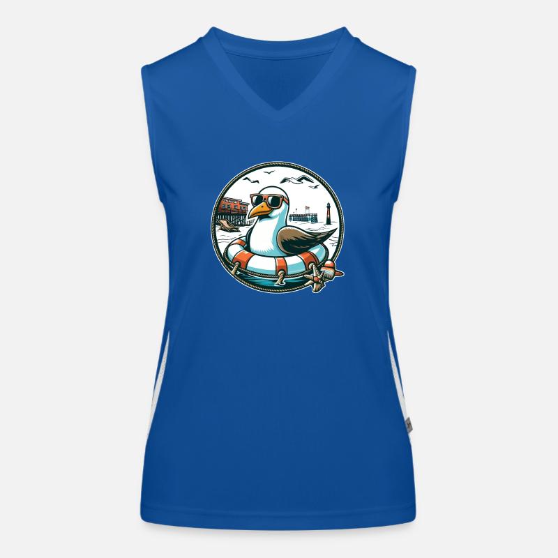 Möwe im Rettungsring Funktionelles Kontrast-Tank Top für Frauen