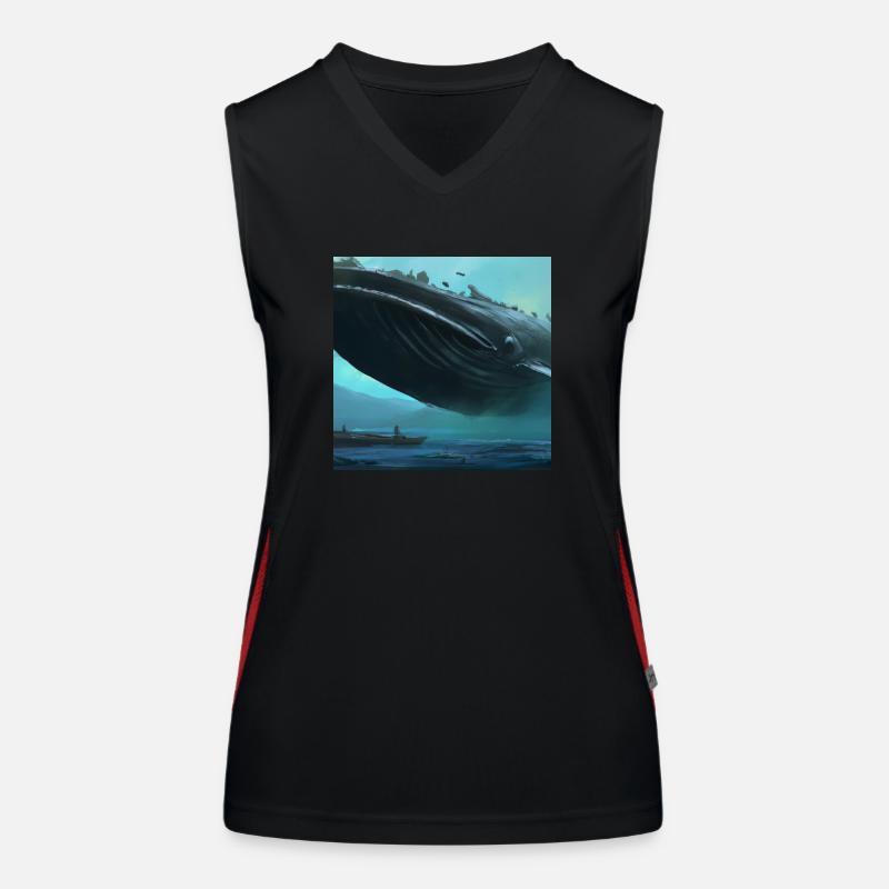 Wal schwebt am Himmel Funktionelles Kontrast-Tank Top für Frauen