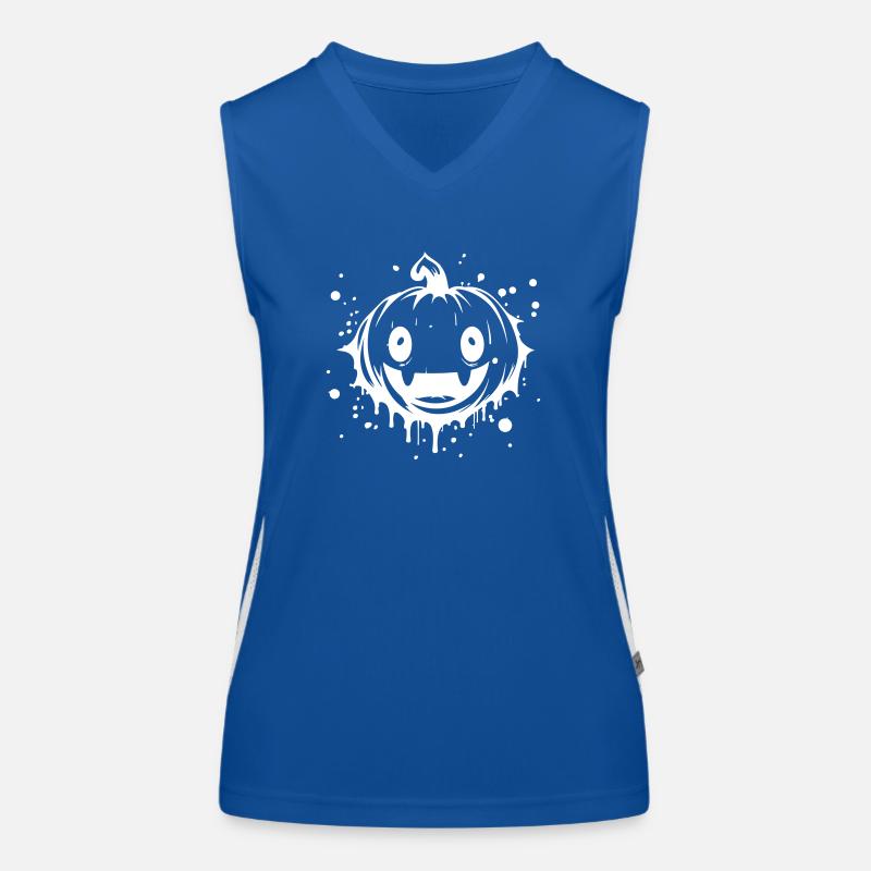 Grimace de citrouille Halloween effrayant Débardeur respirant contrasté Femme