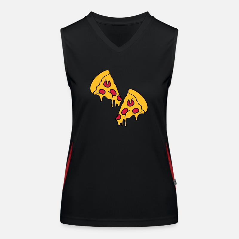 2 pizza dripping cheese salami pieces Women's Functional Contrast Tank Top