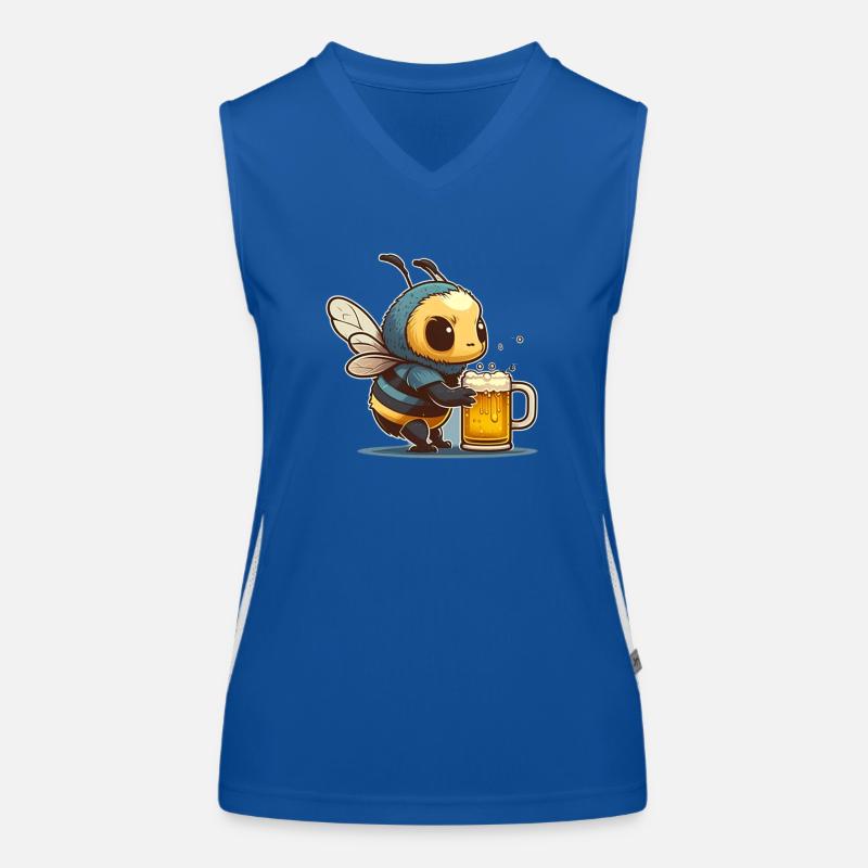 Coole Biene trinkt ein Glas Bier Funktionelles Kontrast-Tank Top für Frauen