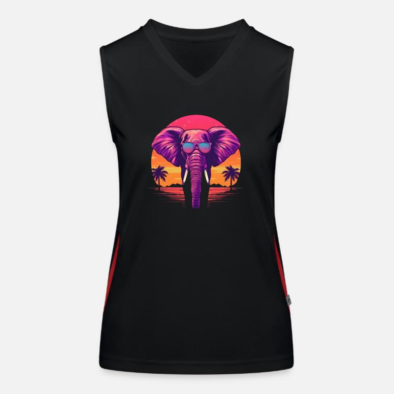 Synthwave Elephant Sunset Débardeur respirant contrasté Femme