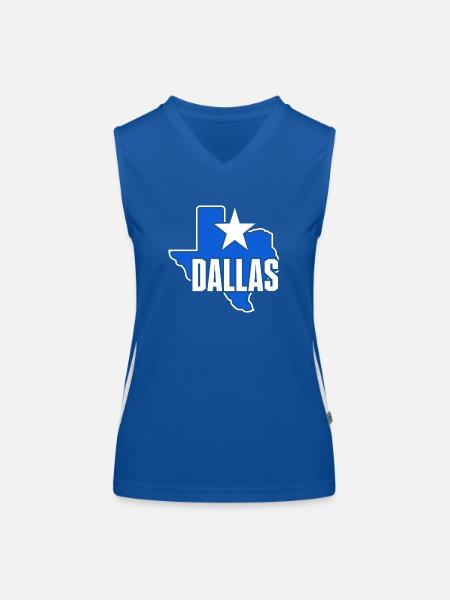 Conception de carte Dallas Texas pour les fiers Dallasites - Débardeur respirant contrasté Femme - bleu/blanc - Devant