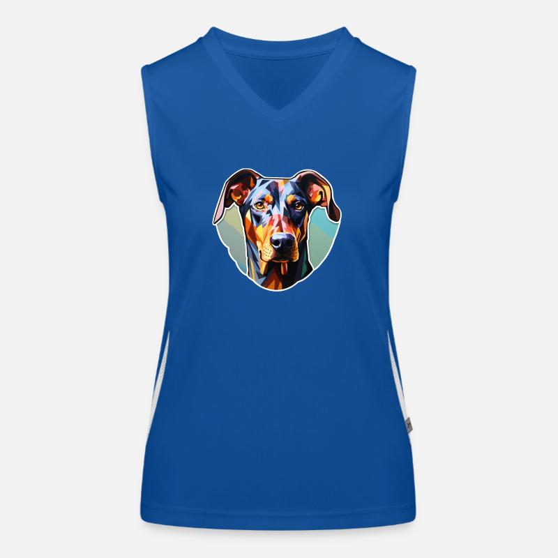 Dobermann Pinscher psychedelisch Funktionelles Kontrast-Tank Top für Frauen