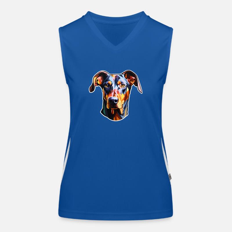 Dobermannkopf psychedelisch Funktionelles Kontrast-Tank Top für Frauen