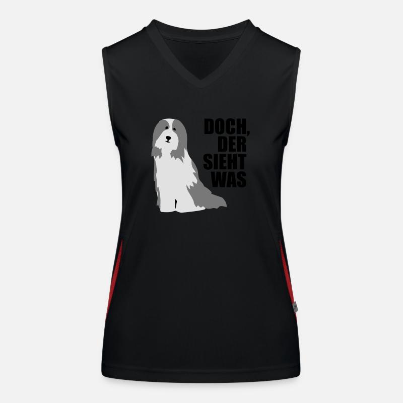 Bearded Collie Funktionelles Kontrast-Tank Top für Frauen