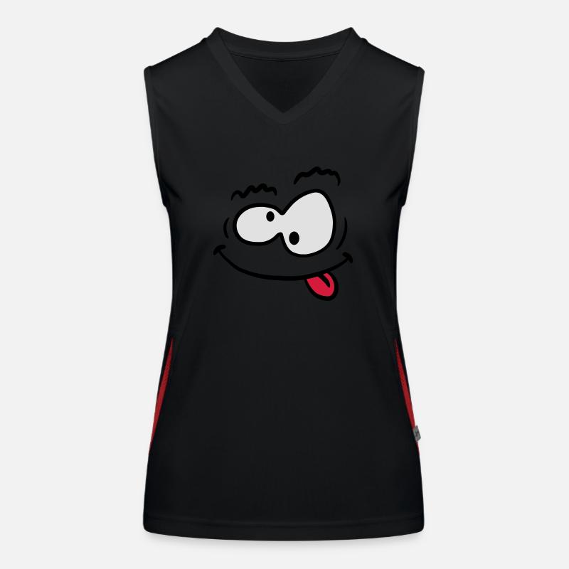 Lustiges Komisches Verrücktes Smiley Gesicht Funktionelles Kontrast-Tank Top für Frauen
