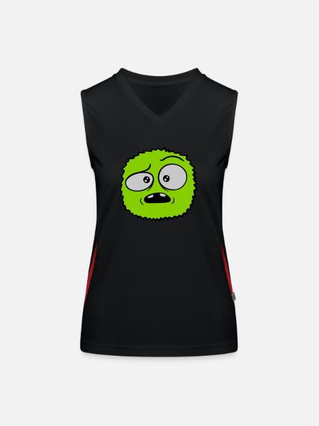 Hairy monster skeptical face - Women's Functional Contrast Tank Top - black/red - Front