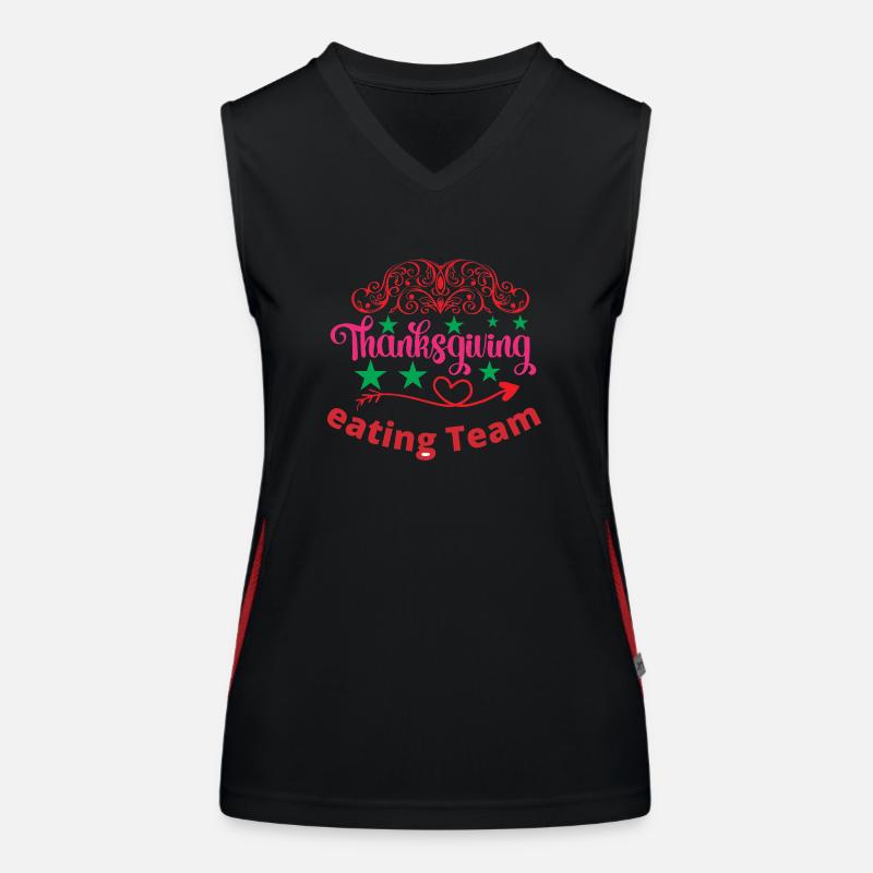 Thanksgiving Eating Team Funktionelles Kontrast-Tank Top für Frauen