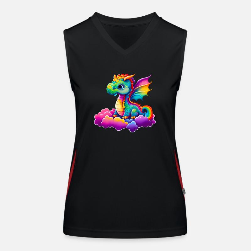 Mignon petit dragon Débardeur respirant contrasté Femme