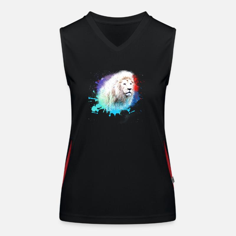 White Lion,Lion,Colorful,Graffiti,Painting Women's Functional Contrast Tank Top