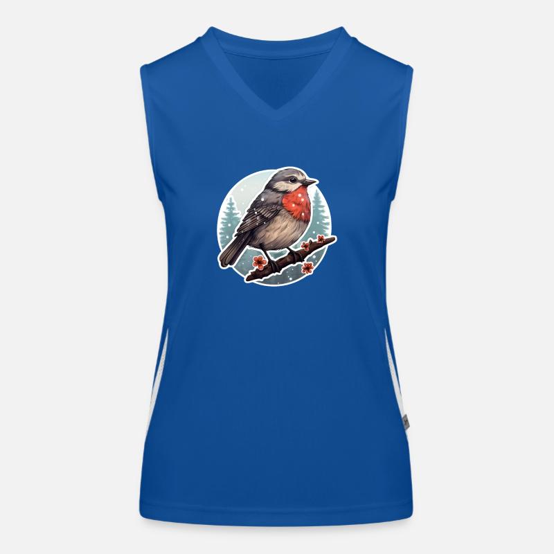 Robin in the snow Winter Women's Functional Contrast Tank Top