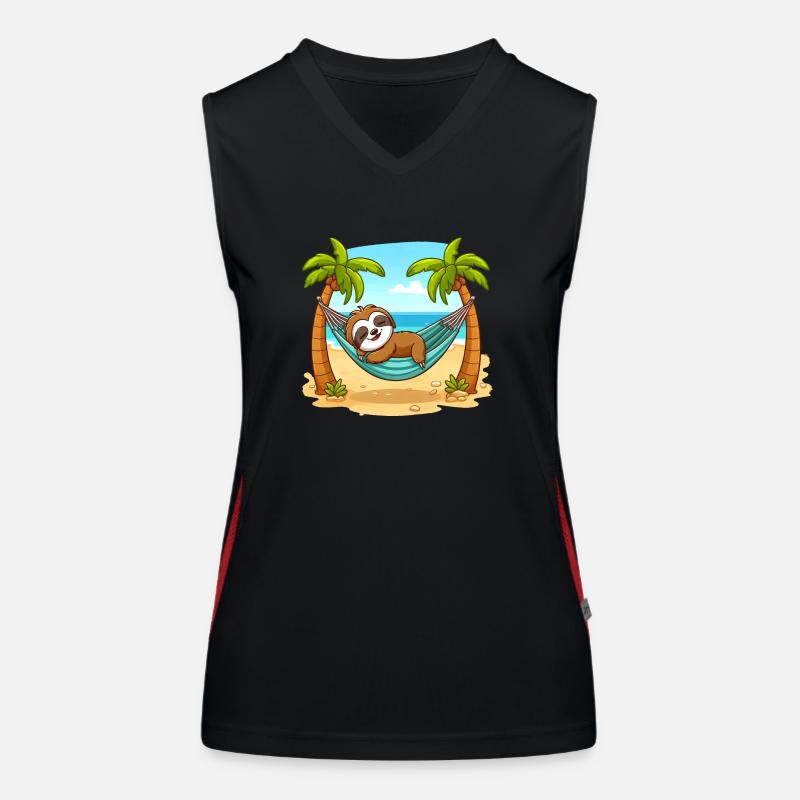Sloth on the beach - Women's Functional Contrast Tank Top - black/red