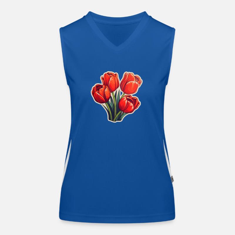 Tulpen vier Blüten rot Funktionelles Kontrast-Tank Top für Frauen