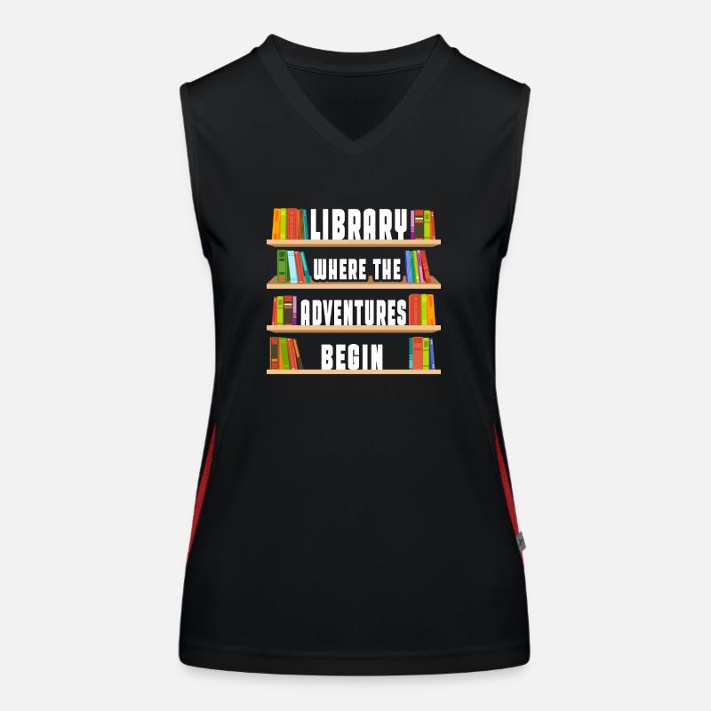 Bibliothek Wo Die Abenteuer Beginnen - Farbiges Funktionelles Kontrast-Tank Top für Frauen