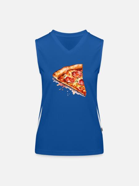 pizza - Débardeur respirant contrasté Femme - bleu/blanc - Devant