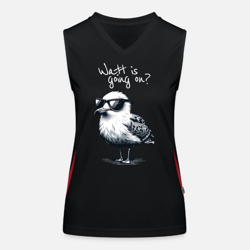 Watt is going on Coole Möwe Nordsee Spruch Women's Functional Contrast Tank Top