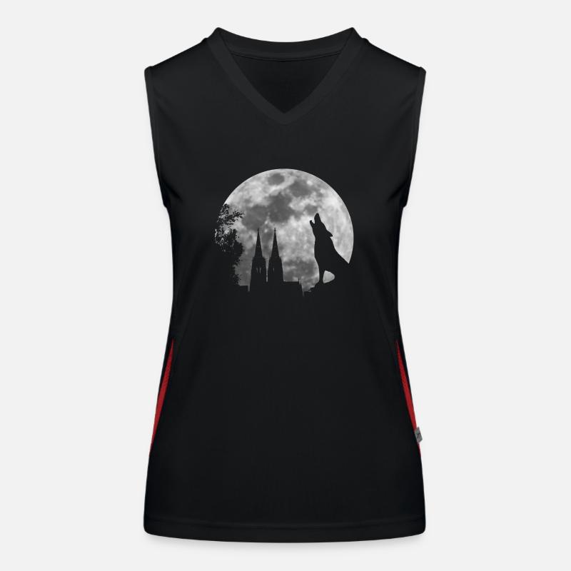 heulender Wolf Köln Kölsch Skyline Geschenk Funktionelles Kontrast-Tank Top für Frauen