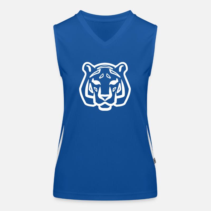 Tiger head symbol white Women's Functional Contrast Tank Top