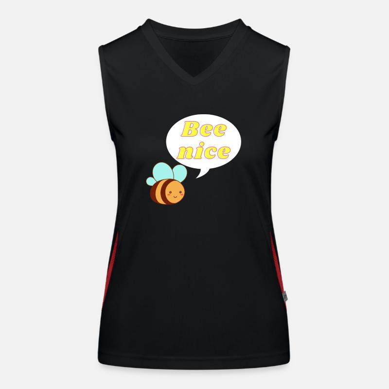 Bee nice süße Bienen Biene mit Spruch Geschenk Funktionelles Kontrast-Tank Top für Frauen