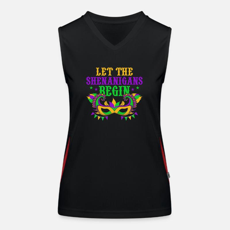 Let The Shenanigans Begin Mardi Gras Party Funktionelles Kontrast-Tank Top für Frauen