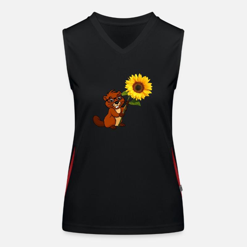 Biber mit Sonnenblume Funktionelles Kontrast-Tank Top für Frauen