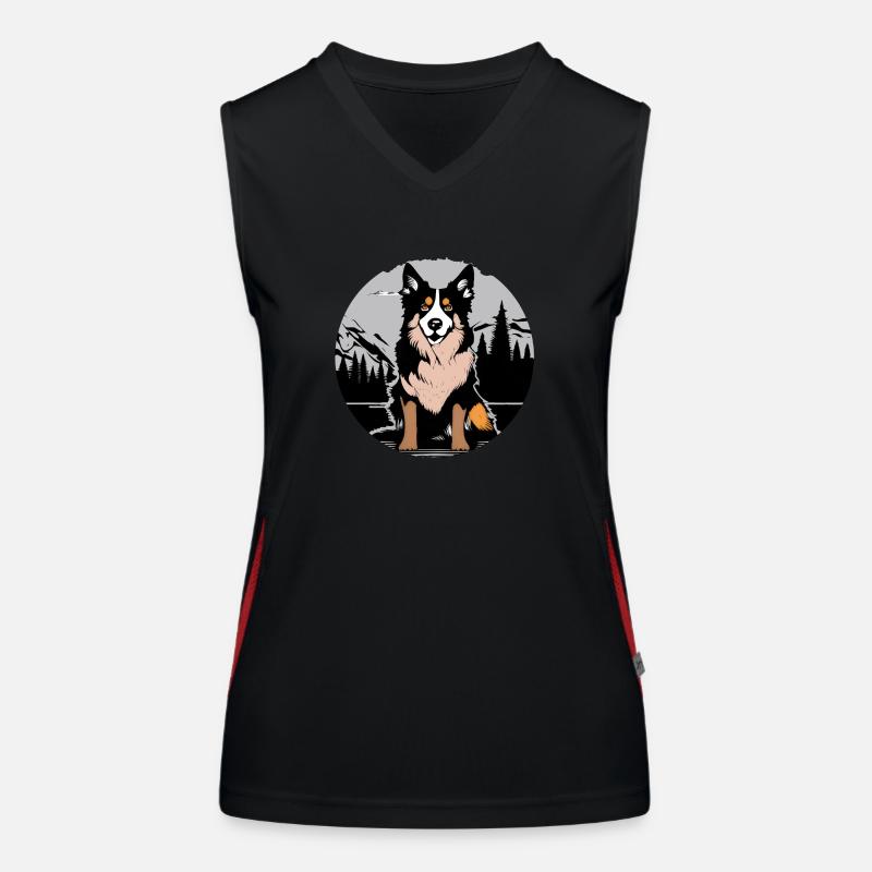 Australian Shepherd as a Coloured Emblem Women's Functional Contrast Tank Top